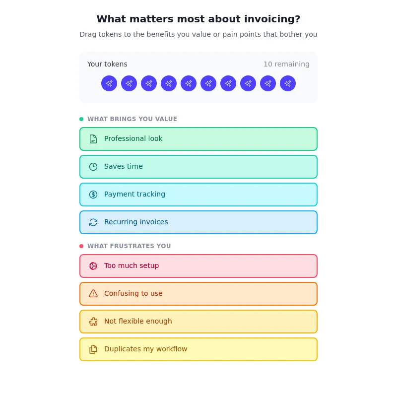 Invoice Trade-off Tokens preview